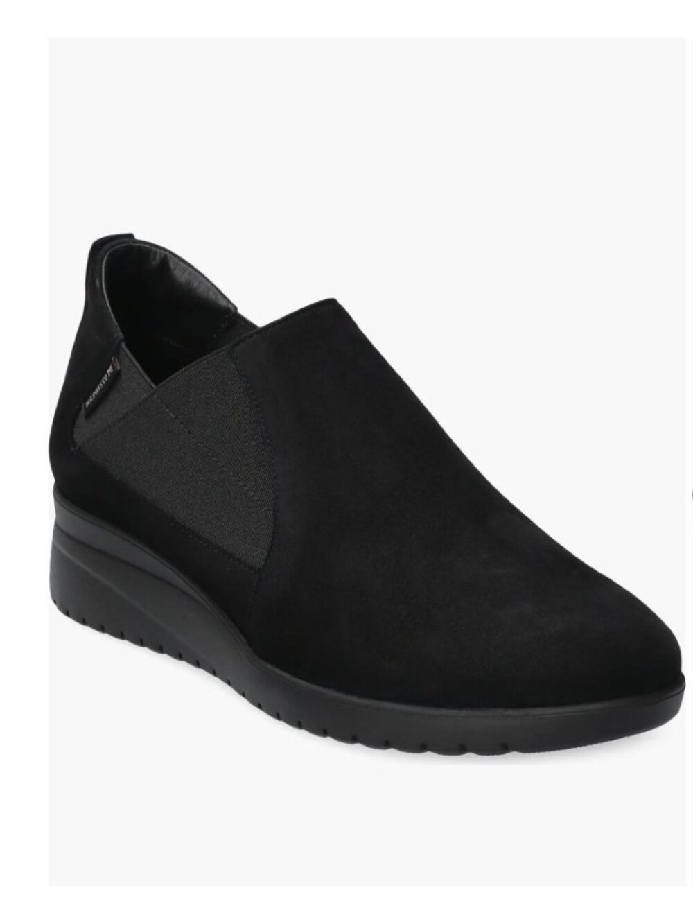Mephsito Ibelina Black Suede Wedge Slip On Sneaker 8.5 NWOB